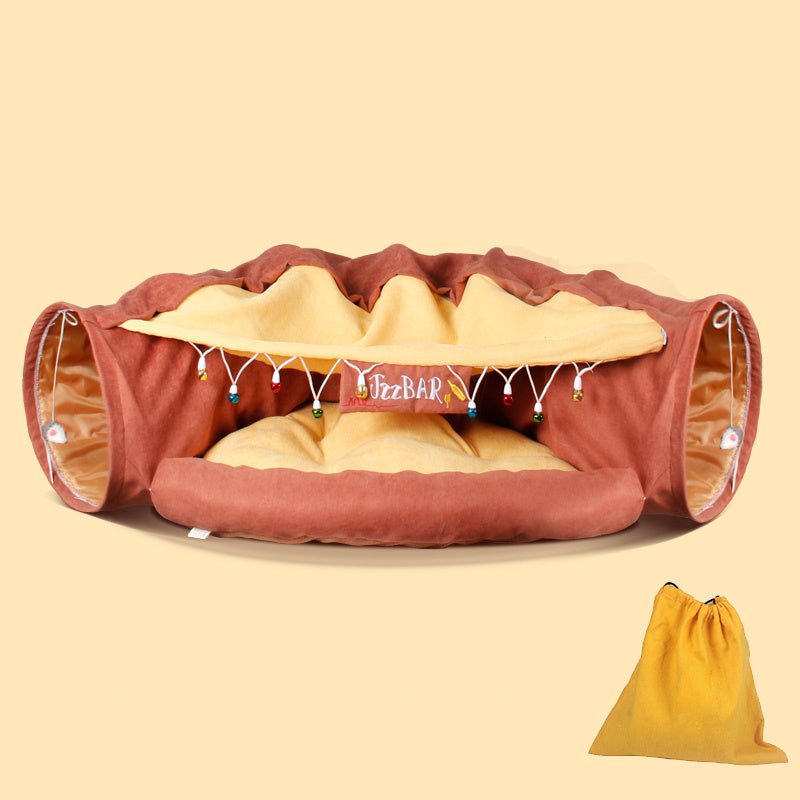 Cat Tunnel with Cozy Nest – Interactive Play & Resting Bed - Tabby n Co