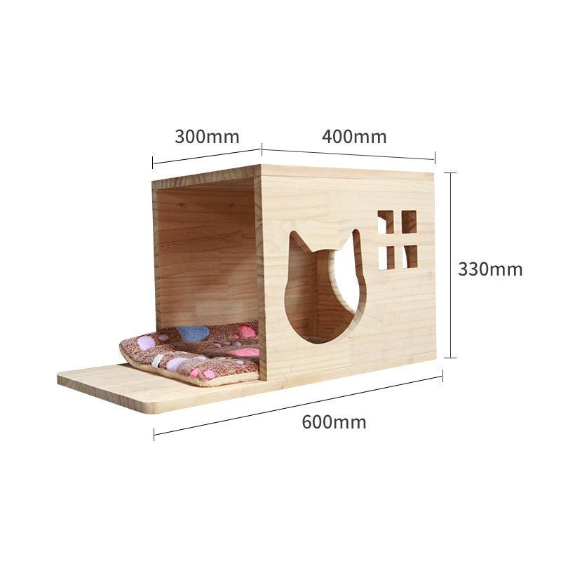 Deluxe Wall - Mounted Cat Climbing Set | Wooden Cat Shelves, Steps & Playhouses - Tabby n Co