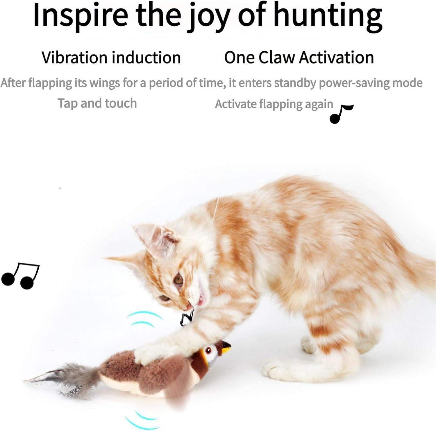 Flapping Bird Toy – Interactive Rechargeable Cat Toy with Feather Tail - Tabby n Co